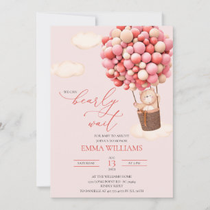 Convites Chá de fraldas Invitation Bear Pink Barly Espera!