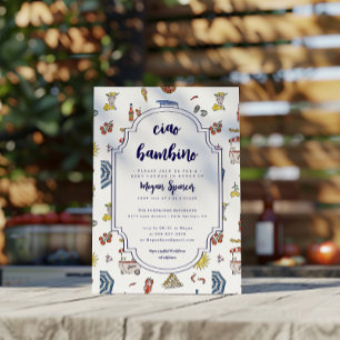 Convites Chá de fraldas italiano Ciao Bambino