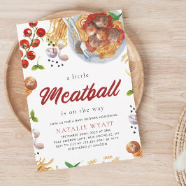 Convites Chá de fraldas Italiano De Meatball Em Aquarela