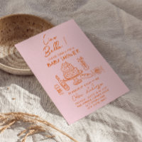 Chá de fraldas Italiano Retro Cor-de-Rosa Cor-de-R