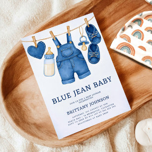 Convites Chá de fraldas Jean Baby Modern Denim