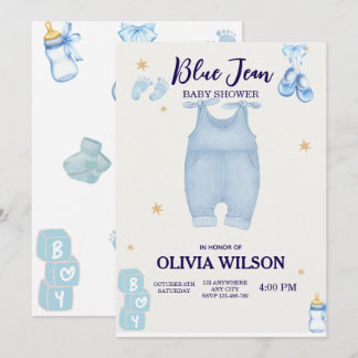 Convites Chá de fraldas jean bebê denim