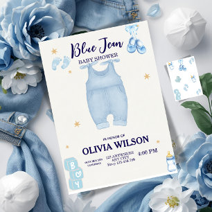 Convites Chá de fraldas jean bebê denim