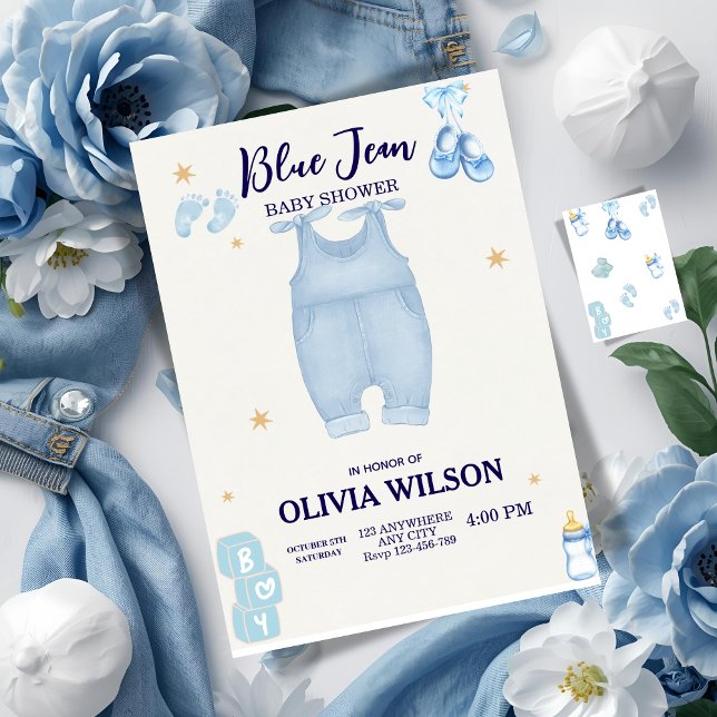 Convites Chá de fraldas jean bebê denim (Criador carregado)