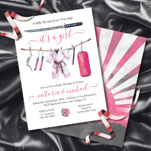 Convites Chá de fraldas Karate Martial Arts Girl