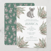Chá de fraldas Koala Eucalyptus Cute Personalizado