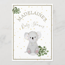 Convites Chá de fraldas Koala Floral Green