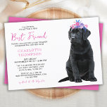 Convites Chá de fraldas Labrador Negro - Simples Fofo<br><div class="desc">Convide seus amigos e família para comemorar a chegada de sua nova menina com este adorável convite para bebês, acessórios de festas e presentes em um laboratório negro. Uma doce garota de filhote de labrador preto com flores roxas e cor-de-rosa. Este design simples e mínimo é perfeito para qualquer chá...</div>