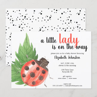 Convites Chá de fraldas Ladybug de Cor de Água Cuta