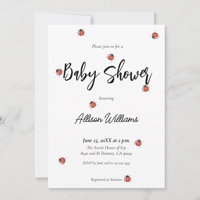 Convites Chá de fraldas Ladybug divertido (Frente)