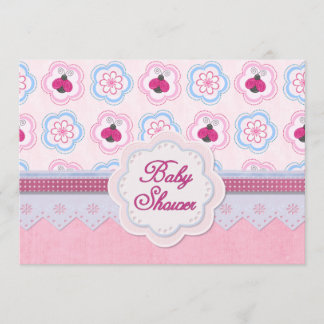 Convites Chá de fraldas Ladybug Flowers