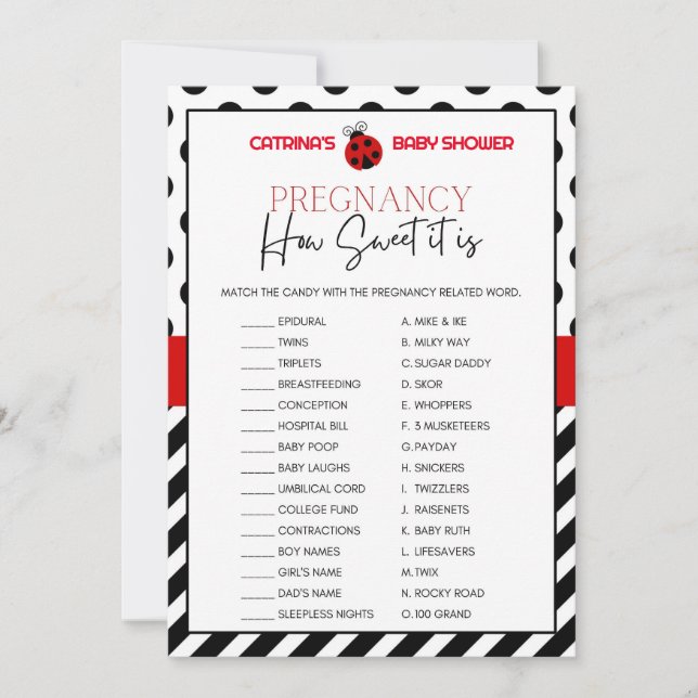 Convites Chá de fraldas Ladybug - Nome editável, 5x7 (Frente)