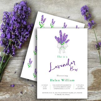 Convites Chá de fraldas lavanda roxo Arco