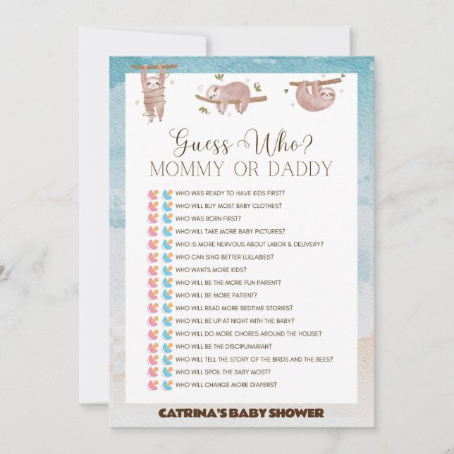 Convites Chá de fraldas Leve - Nome Editável, 5x7 (Frente)