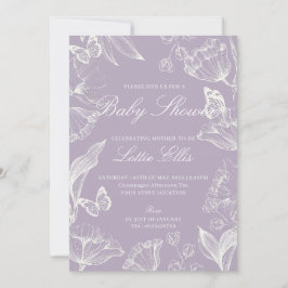 Convites Chá de fraldas Lilac Boho Chic Floral