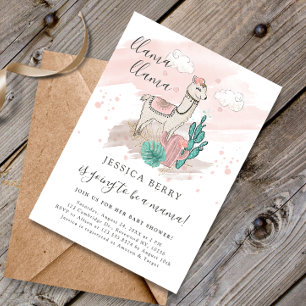 Convites Chá de fraldas Llama Lllama Baby Mama