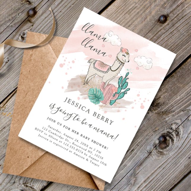 Convites Chá de fraldas Llama Lllama Baby Mama (Criador carregado)