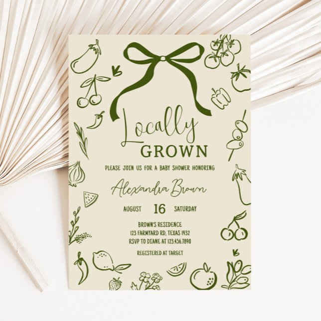 Convites Chá de fraldas Localmente Crescido (Sage Locally Grown Farmers Market Baby Shower Invitation)
