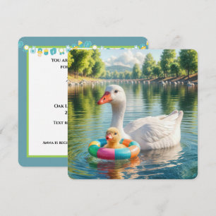 Convites Chá de fraldas Mãe Branca, Pato e Pato