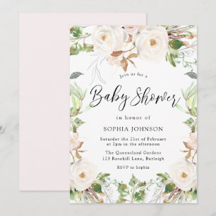 Convites Chá de fraldas Magical Wonderland Greenery Blush