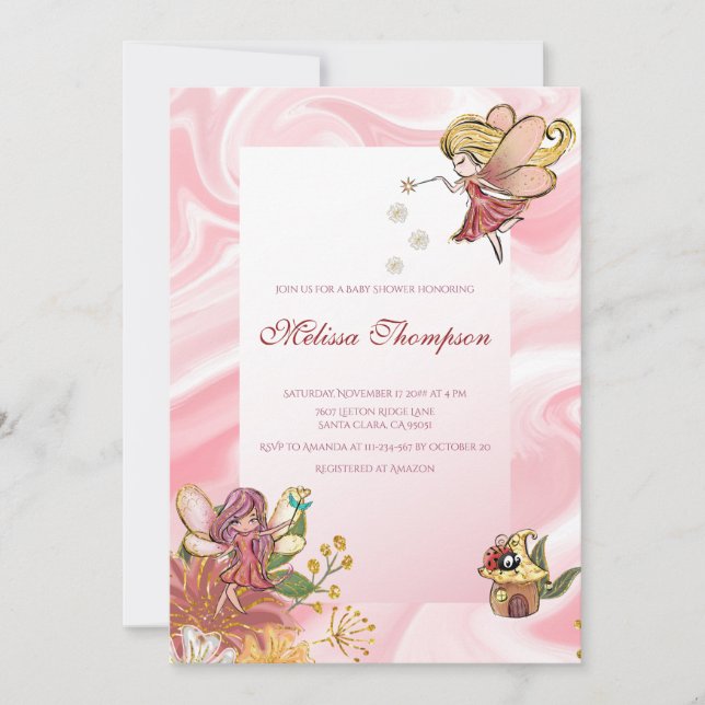 Convites Chá de fraldas Mágico de Florestas de Fadas Cegas (Frente)