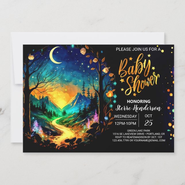 Convites Chá de fraldas mágico de madeira (Frente)