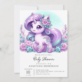 Convites Chá de fraldas Majestoso Whimsical Unicorn