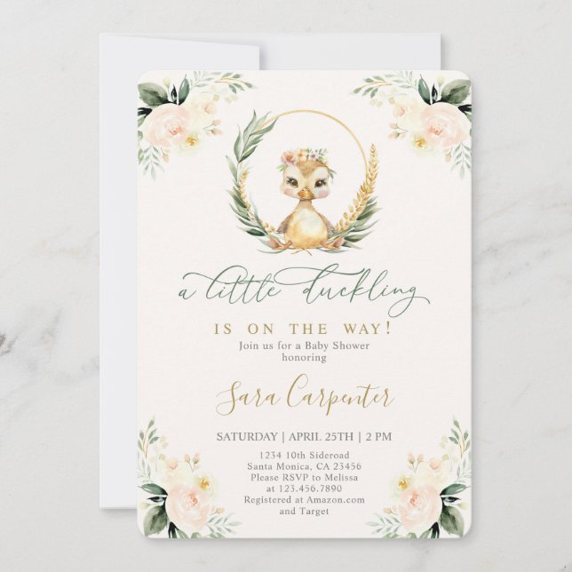 Convites Chá de fraldas Mallard Duck (Frente)