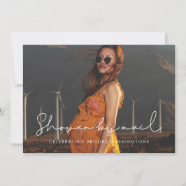 Convites Chá de fraldas manuscrito minimalista por foto de