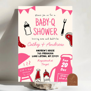 Convites Chá de fraldas Mão Desenhada Minimalista BaByQ Gir