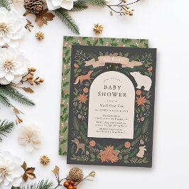 Convites Chá de fraldas Marinho de Animais da Floresta Foli