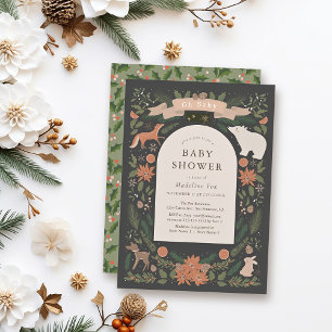 Convites Chá de fraldas Marinho de Animais da Floresta Foli