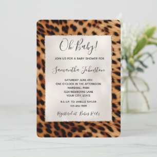 Convites Chá de fraldas Marrom Safari Leopardo