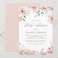Chá de fraldas Mauve Blush Pink Watercolor Flowers