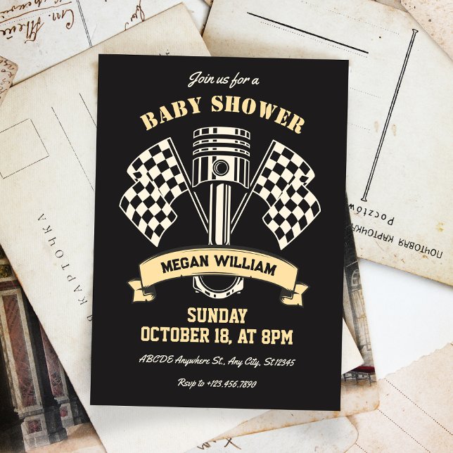 Convites Chá de fraldas mecânico de motocicletas (Criador carregado)