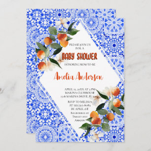 Convites Chá de fraldas mediterrânico de Citrus Orange Wate