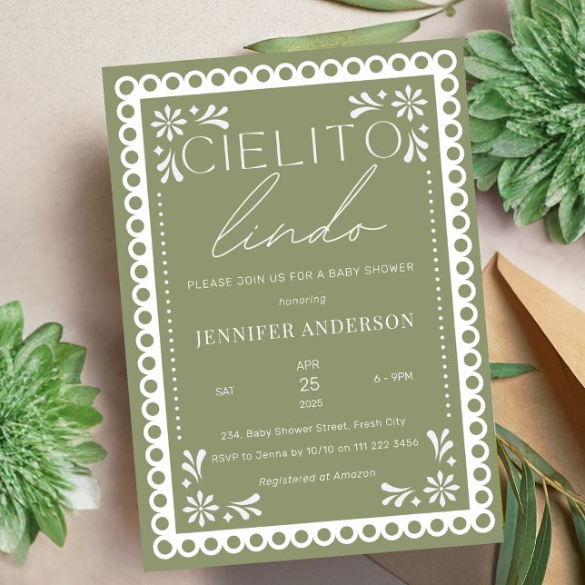 Convites Chá de fraldas mexicano Cielito Lindo Talavera (Cielito Lindo Talavera Mexican Baby Shower Invitation)