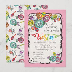 Convites Chá de fraldas mexicano floral colorido da festa