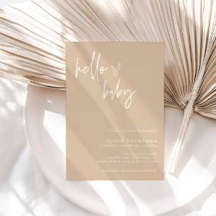 Convites Chá de fraldas Minimalista Beige Sexo neutro