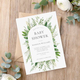 Convites Chá de fraldas Minimalista Boho Greenery