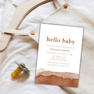 Convites Chá de fraldas Minimalista Boho Terracotta Desert 