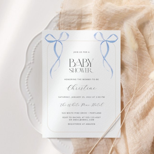 Convites Chá de fraldas Minimalista de Arco Azul (Criador carregado)