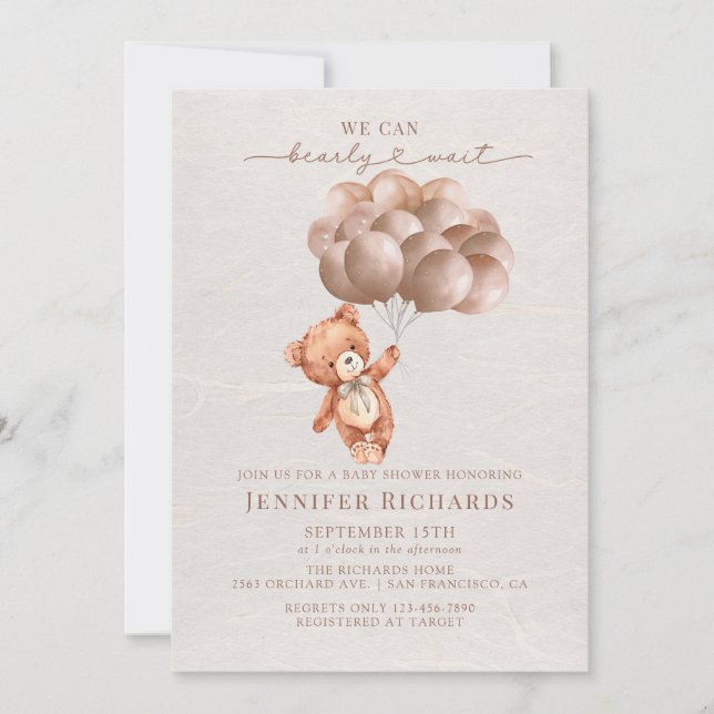 Convites Chá de fraldas minimalista | Espera Rápida (Frente)