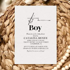 Convites Chá de fraldas Mínimo Branco Elegante