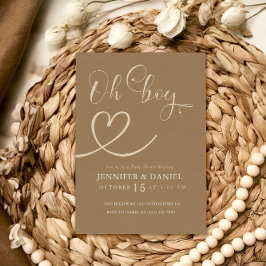 Convites Chá de fraldas Mínimo Brown Tan Elegante Oh Boy