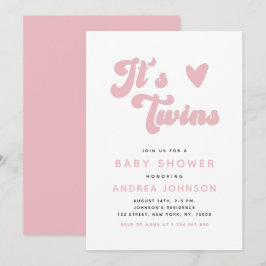 Convites Chá de fraldas Mínimo da Rapariga Retron Rosa Gême