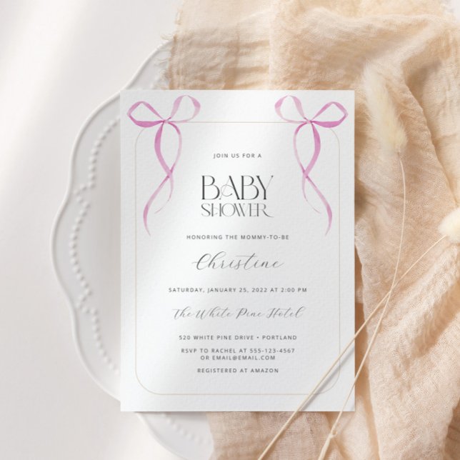 Convites Chá de fraldas Mínimo de Arco Rosa (Criador carregado)