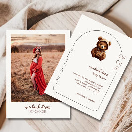 Convites Chá de fraldas Mínimo de Foto do Urso de Foto Boni
