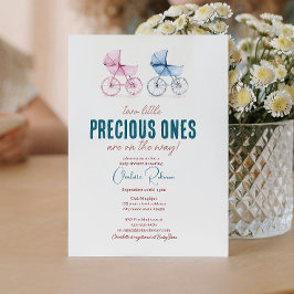 Convites Chá de fraldas mínimo de gêmeos cortantes