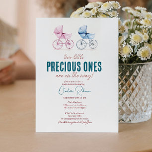 Convites Chá de fraldas mínimo de gêmeos cortantes